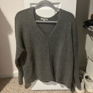 Madewell Wool Blend Gray V-Neck Women's Sweater